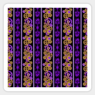 Steampunk Damask Stripes (Purple) Sticker